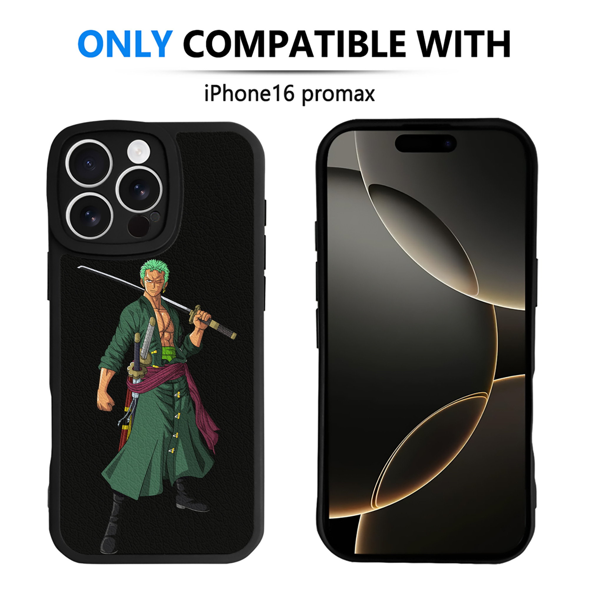 （画像用） ワンピース ロロノア・ゾロ ONE PIECE Roronoa Zoro 【iPhone 16シリーズ対応】シリコンスマホケース（レザー調） 材質：シリコン